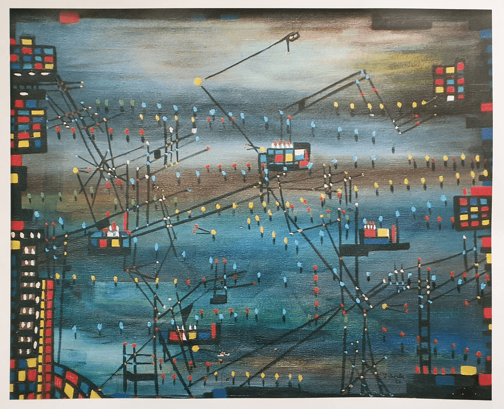 Credits: 'Karachi by Night' by Zubeida Agha, 1956. Photo: The Zubeida Agha archive / Saira Ansari. The National News.