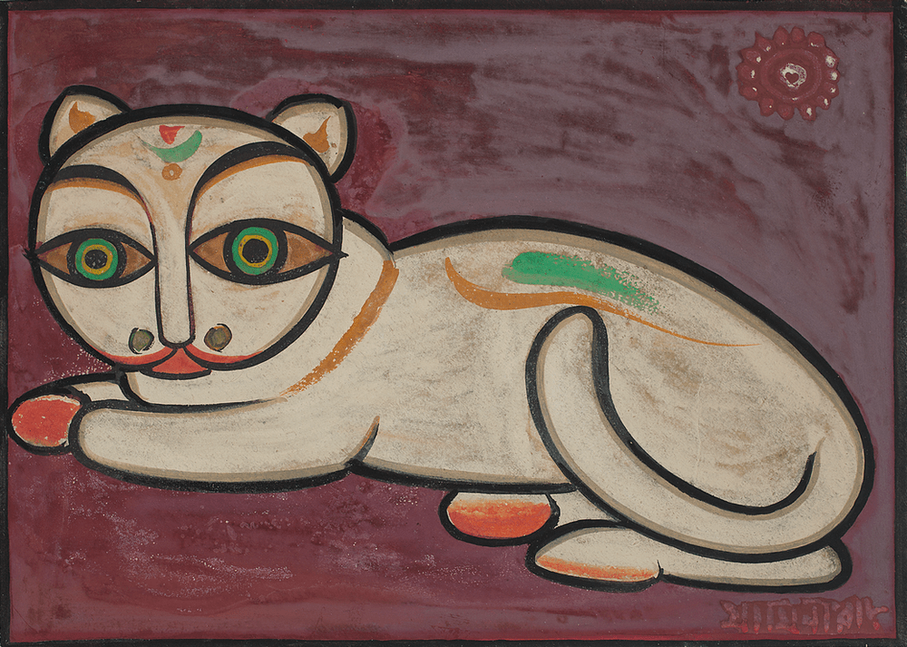 Jamini Roy. Untitled (Cat). c. 1920s – 1950s. Courtesy: Via Wikimedia Commons.