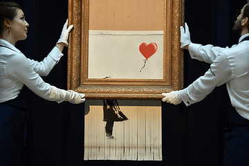 'Girl with Balloon' by Banksy, shredded