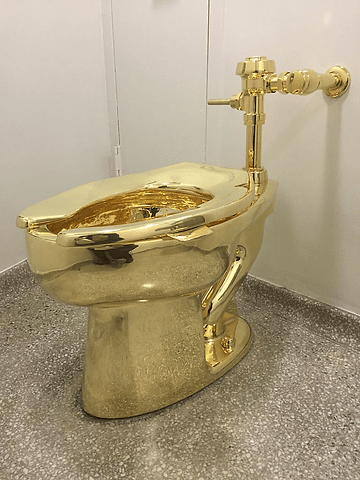 Trump's golden "throne", 'America' by Maurizio Cattelan