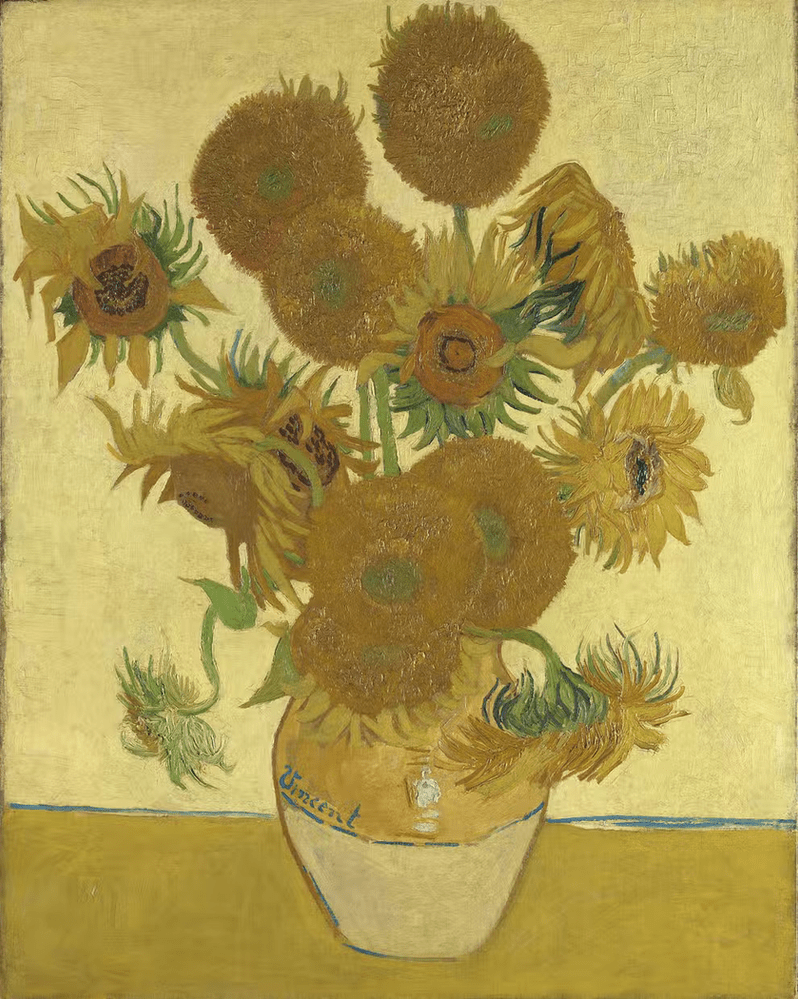 Credits: Vincent van Gogh. Sunflowers. 1888. The National Gallery, London/ Bought, Courtauld Fund, 1924.