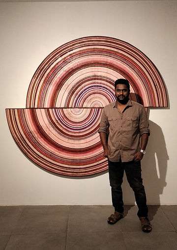 Kumaresan Selvaraj at the exhibition 'Lines of Sight' at Exhibit 320