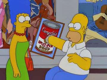 Homer punching through one of Andy Warhol's 'Soup Cans'