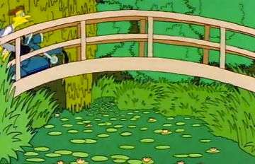 The Simpsons' version of Claude Monet's 'Bridge over a Pond of Water Lillies'