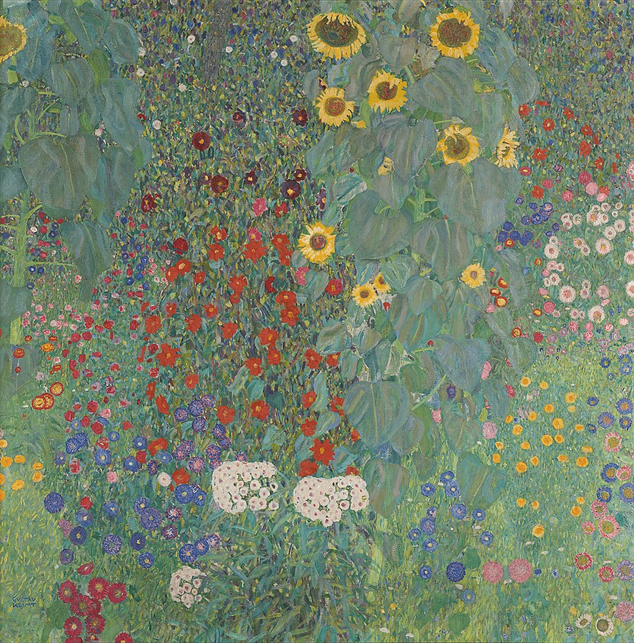 Gustav Klimt. “Farm Garden With Sunflowers”. Oil on canvas. 1907. Courtesy of Wikimedia Commons.