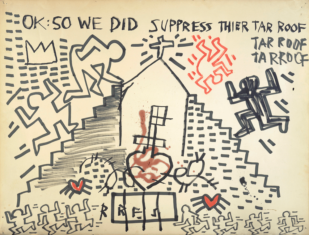 Keith Haring, Untitled, 1980, red and black marker on paper, 96.5 x 127.0 cm. Private collection © Keith Haring Foundation © Estate of Jean-Michel Basquiat. Licensed by Artestar, New York. Image courtesy of National Gallery of Victoria.