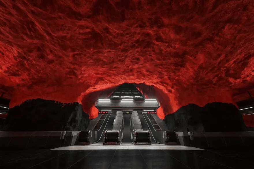 Solna Centrum station, Stockholm subway. Image courtesy of The Guardian.