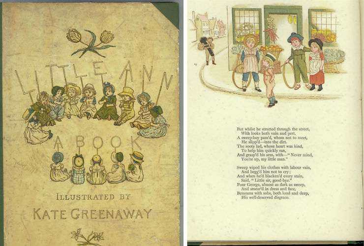 Kate Greenaway, Cover and excerpt from Little Anne and Other Poems (1883). Courtesy: State Library Victoria